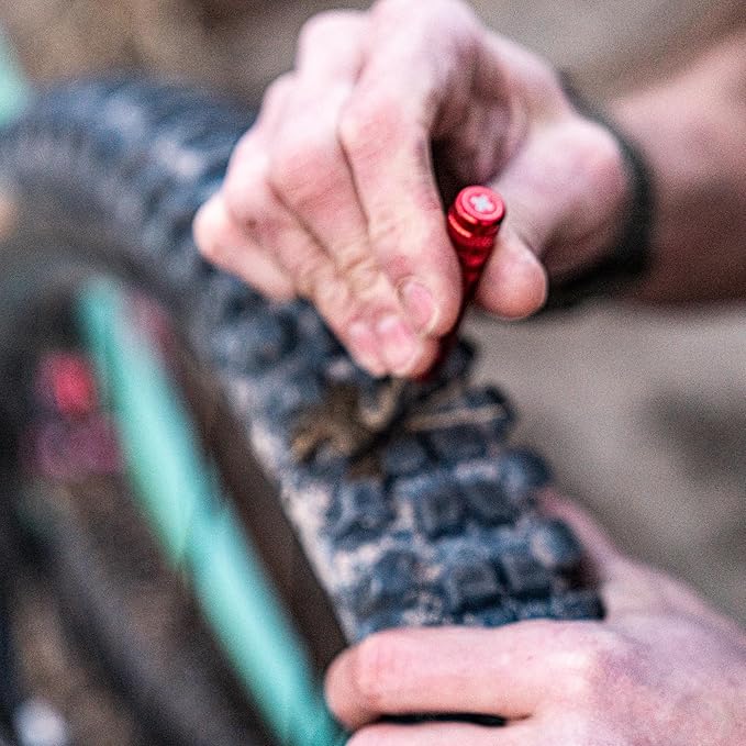 Tubeless Tire Repair Kit – Ultra-Light MTB & Road Bike Flat Fix – 7075 Aluminum Plug Tool with Reamer – 10 Tire Bacon Strips – Easy Compact Bike Repair Kit