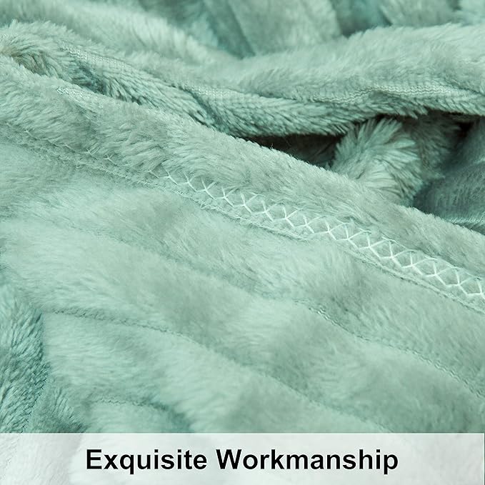 NTBAY Plush Flannel Oversized Baby Blanket, 50X60 Inches Soft and Warm Toddler Blanket with Striped Texture Nursery Bed Blanket for Stroller, Crib, Travel, Baby Gift, 50"x60", Mint