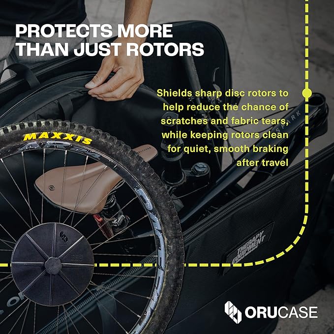 Orucase Disc Rotor Protector - 2-Pc Mountain Bike Disc Brake Rotor Cover Set for Travel - Impact Resistant Bicycle Frame Protection - Black