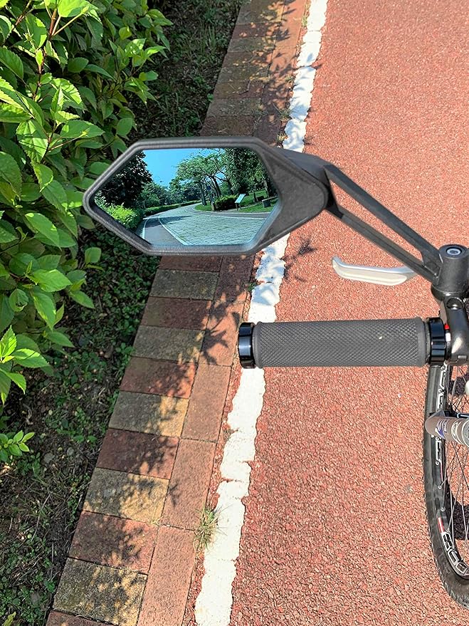 MEACHOW New Scratch Resistant Glass Lens,Handlebar Bike Mirror, Adjustable Safe Rearview Mirror, Bicycle Mirror (Blue Left Side) ME-005LB