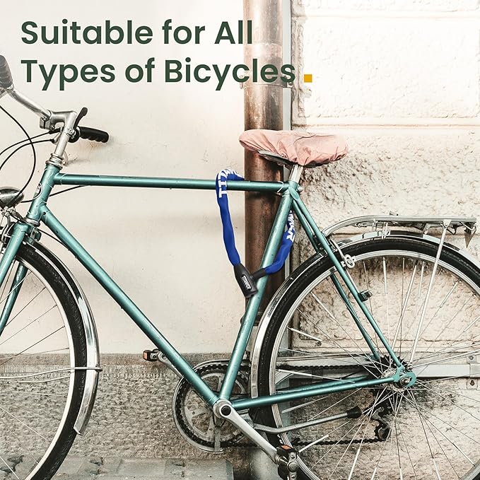 Titanker Bike Chain Lock with Keys, 3.3 Feet Security Heavy Duty Anti-Theft Bicycle Chain Locks for Bike, Motorcycle, Bicycle, Door, Gate, Fence, Grill (6mm, 8mm, 10mm Thick Chain)