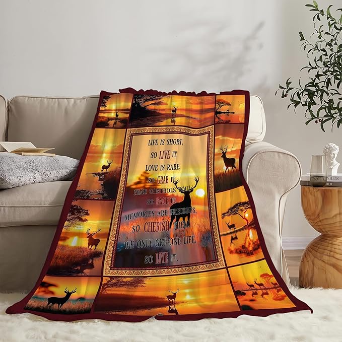 Deer Throw Blanket Deer Elk Stuff Gifts for Kids Girls Boys Adults Women Men Soft Cozy Warm Plush Fluffy Fuzzy Fleece Blanket Decor 60''X80''