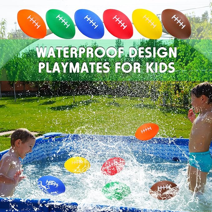 Jerify 24 Pack Foam Footballs 5 inch Bulk Mini Spiral Football Toys Easy Grip Waterproof Small Soft Emulation Foam Footballs for Kids Toddler Indoor Outdoor Play Game Football Party Favors