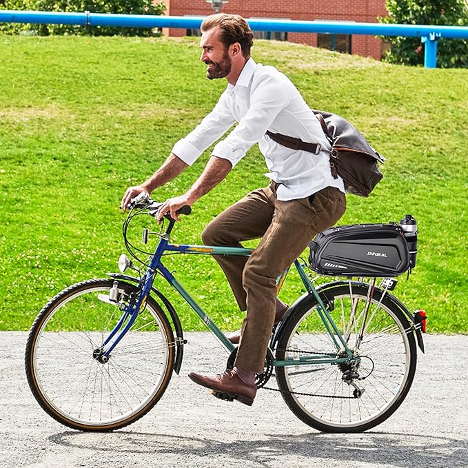 JXFUKAL Bike Bags for Bicycle Rear rack - 9.5L/17L/40L Hard Shell Waterproof Bike Ebike Trunk Pannier Saddle Seat Bag Carrier with Reflector, Rain Cover & Shoulder Strap for Commuter Travel Outdoor