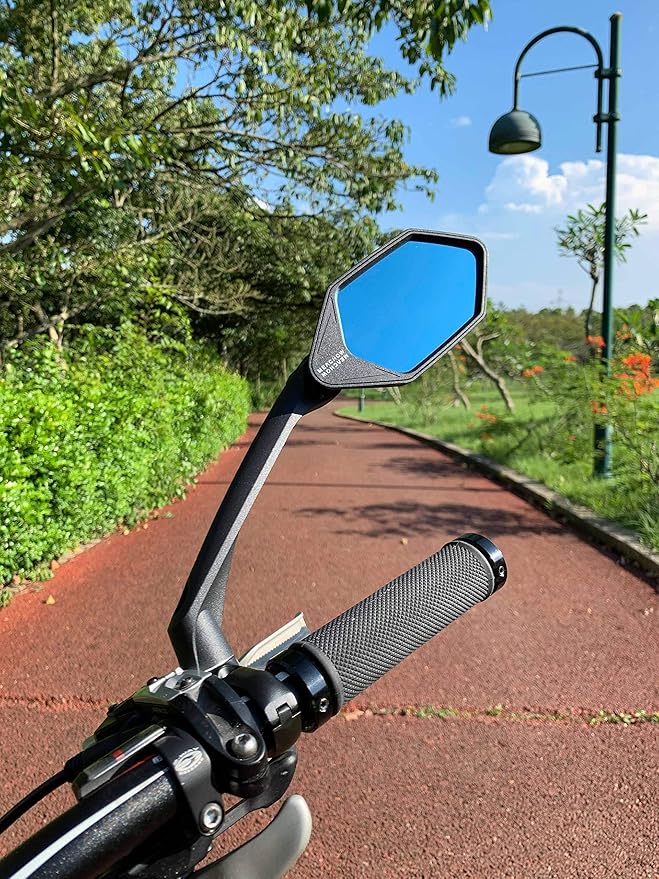 MEACHOW New Scratch Resistant Glass Lens,Handlebar Bike Mirror, Rotatable Safe Rearview Mirror, Bicycle Mirror,ME-007