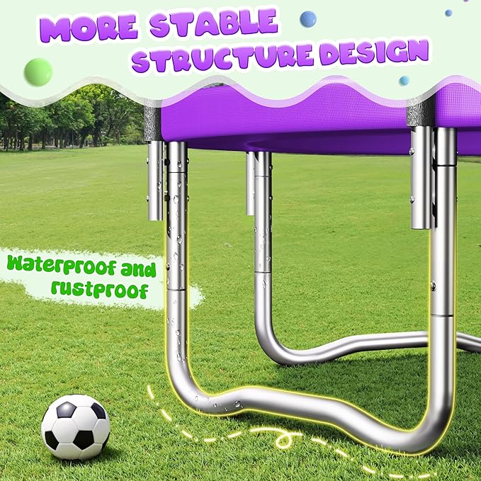 Trampoline 8FT 10FT, Outdoor Trampolines with Enclosure Net and Ladder, Recreational Anti-Rust Trampolines for Kids and Adults, ASTM Approved