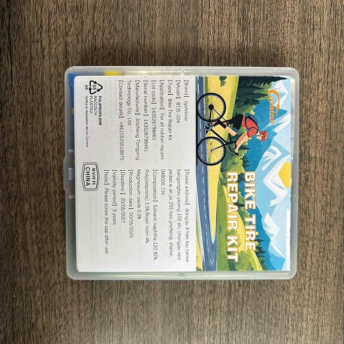 Bike Tire Repair Kit, Bicycle Tire Repair Kit with High-Strength Bike Tire Levers, Bike Tire Patch and Tire Repair Glue, Bike Tube Patch Kit for Mountain and Road Bikes