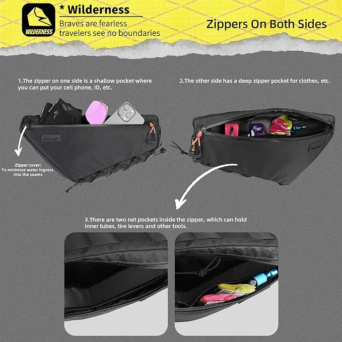 Rhinowalk Bicycle Front Frame Bag Bike Under Top Tube Triangle Bag 2.9L Cycling Accessories Nylon Pack Pouch for MTB Road Bike Cycling Commuting and Outdoor Adventures