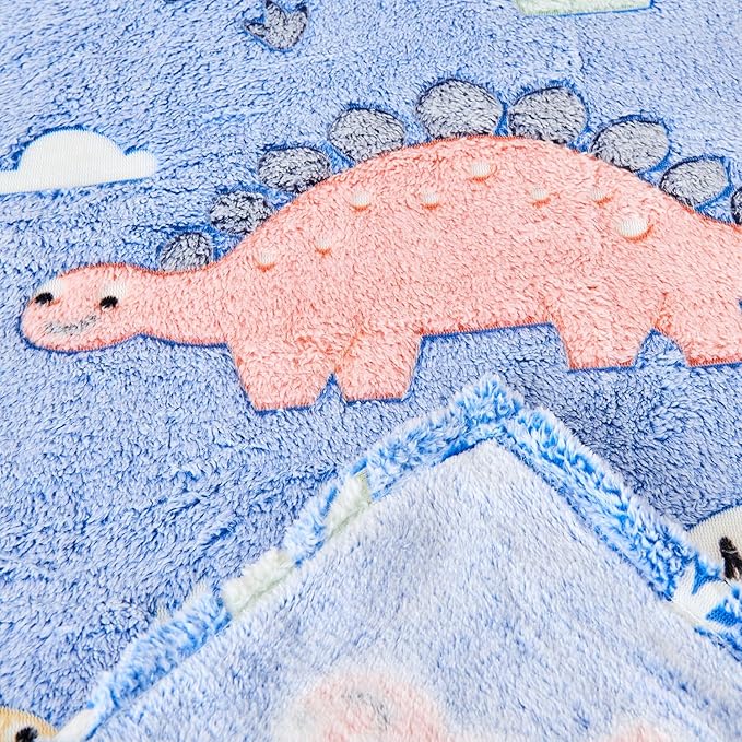 Wajade Dino Gifts Toys for Boys Girls - Glow in The Dark Dinosaur Blanket Birthday Christmas Decor for Kids Age 3 4 5 6 7 8 9 10 11 12 Years Old Teens Child Toddler Throw Colorful 60"x80"