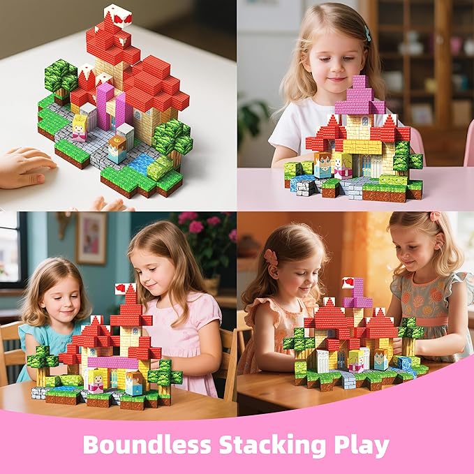 200PCS Magnetic Blocks, Magnetic Building Blocks, Princess Castle Building Set, STEM Learning Toys for Kids Ages 3-8,Birthday Gifts for Boys and Girls
