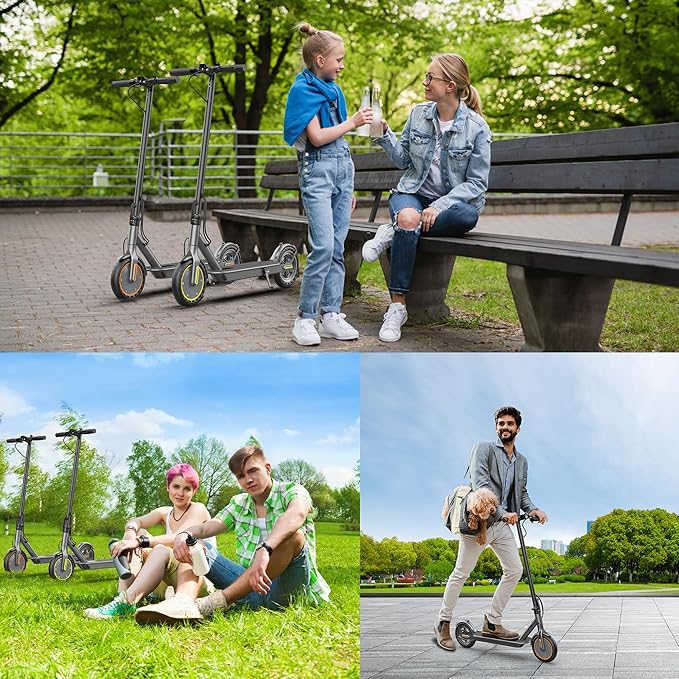 Electric Scooter, Folding E Scooter for Adults with Seat, 350W Motor, 8.5" Tire, 19MPH, 21Mile Long Range Lightweight Teens Commuting Sit Down Escooter with App, Bluetooth, Dual Brake (Seat Optional)