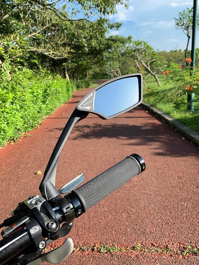 MEACHOW New Scratch Resistant Glass Lens,Handlebar Bike Mirror, Rotatable Safe Rearview Mirror, Bicycle Mirror, (Blue Right Side) ME-006RB
