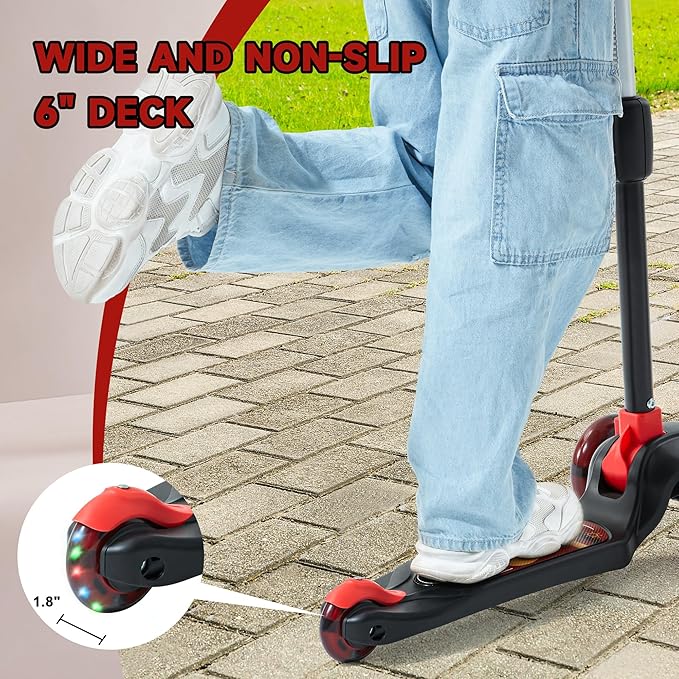 GLAMUP Kids Kick Scooter 3 Wheels, Kids Scooter Height Adjustable Handlebar, Lean-to-Steer System & Easy-Folding Mechanism, Ages 3-14 Boys and Girls