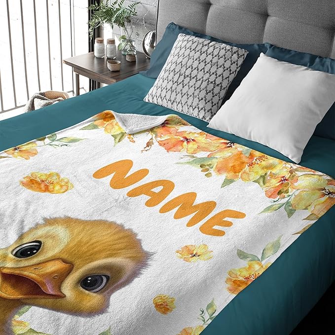 Custom Cute Duck Blanket Soft Blankets and Throws Flannel Cozy Lightweight Quilt Gift Perfect for Bed Sofa Couch-60 x50 Medium for Teen