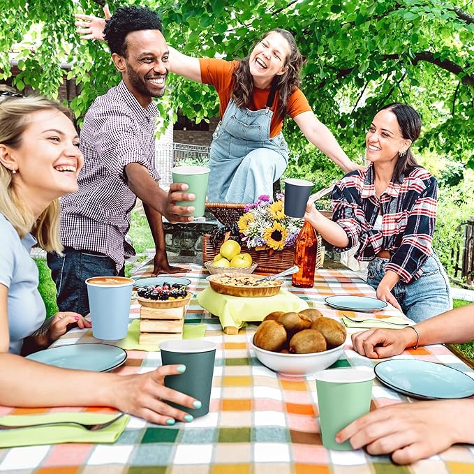 72 Pieces Gradient Blue Paper Cups 9 Oz Disposable Coffee Paper Cups Seascape Blue Green Party Cup Beverage Drinking Cup for Wedding, Birthday, Holiday Party, DIY, and Picnic