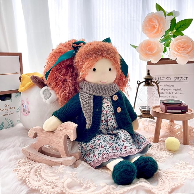 BlissfulPixie Handmade Waldorf Doll- Diana 12", Soft Girl Rag Doll with Cute Stuffed Plush, Ideal First for Babies & Toddlers