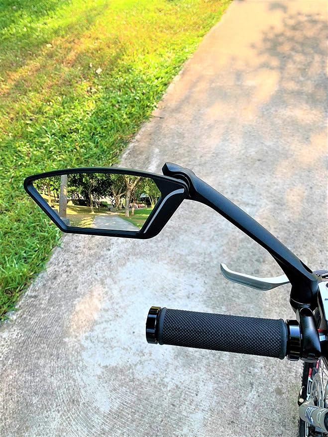 MEACHOW New Scratch Resistant Glass Lens,Handlebar Bike Mirror, Rotatable Safe Rearview Mirror, Bicycle Mirror,ME-010