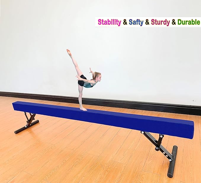 Adjustable Balance Beam 8 ft Gymnastic Beam Adjustable Height for Kids and Teenage of All Gymnastic Levels, Gymnastic Training Beam Gymnastic Equipment for Athlete Home and Gym Club Use