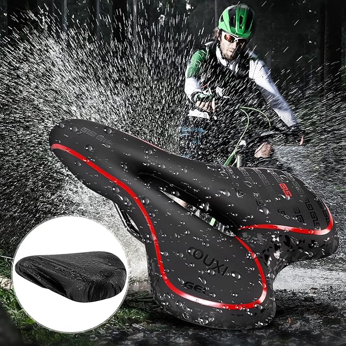 OUXI Comfort Bike Seat Comfortable Gel Bicycle Saddle Replacement Soft Padded with Shock Absorbing Waterproof for MTB Mountain Bike Road Bike Exercise Bike Men Women and Ladies