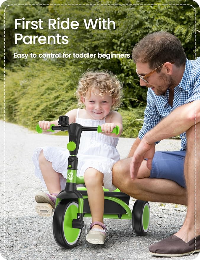 besrey Kids Tricycles Age 18 Month to 5 Years, Toddler Tricycle Kids Trikes Tricycle, Gift Toddler Tricycles for 2-5 Year Olds, Gift & Toys for Boy & Girl, Trikes for Toddlers, Grass Green