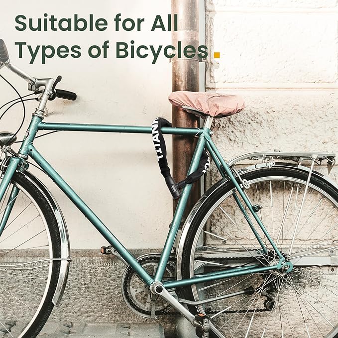 Titanker Heavy Duty Bicycle Lock Chain with Keys - 3 Feet Anti-Theft Lock for Bikes, Motorcycles, Doors, Gates, Fences, Grills (6mm Thick)