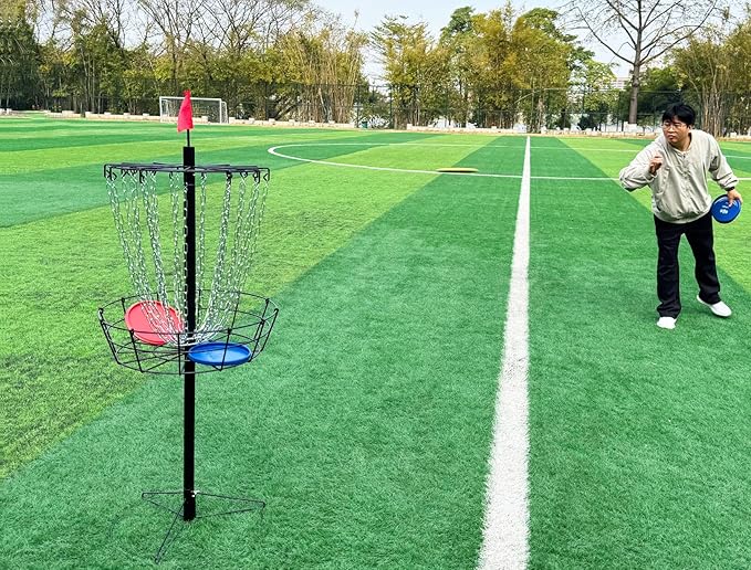 Disc Golf Basket - Portable Disc Golf Target with Heavy Duty 24-Chains Come with 6pcs Disc Golf Discs and Carry Bag, Ground Stake -Suitable for Players of All Levels - Multi Color Available