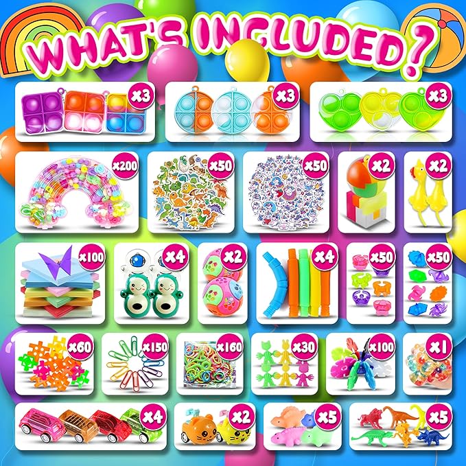 1000Pcs Party Favors for Kids, Treasure Box Toys for Classroom, Prize Box Toys for Kids Classroom, Pinata Stuffers, Bulk Fidget Toys Pack, Birthday Gift, Carnival Prizes, Goodie Bags Stuffers
