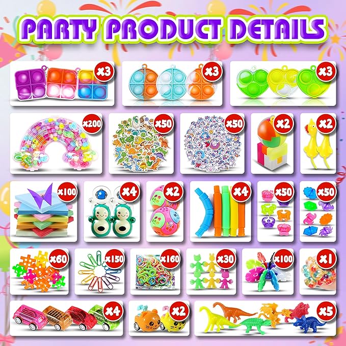 1000pcs Party Favors for Kids, Fidget Toys Pack, Birthday Gifts, Classroom Prize Boxes, Treasure Box, Goodie Bag Stuffers,Carnival Prizes, Easter Eggs Fillers