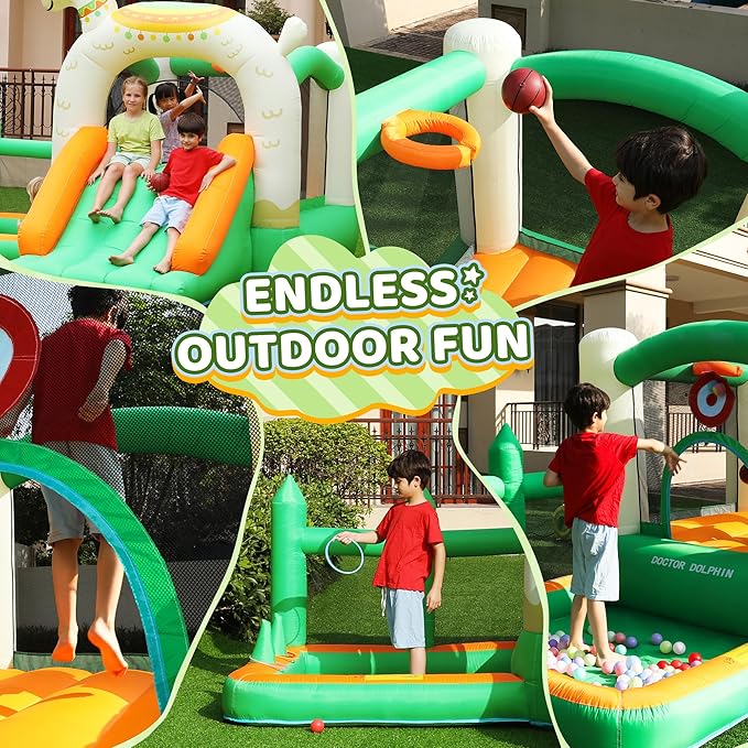 Bounce House Inflatable Bouncer with Slide Alpaca Jumping Castle Kids Bouncy Castle with Ball Pit for Wet and Dry