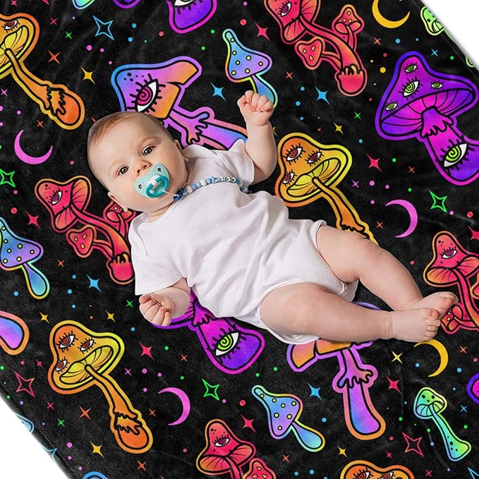 Mushroom Fleece Blankets Throw Blanket for Couch Gifts for Mushroom Lovers Soft Cozy Plush Bed Stuff Couch Living Room Decor for Kids Adults