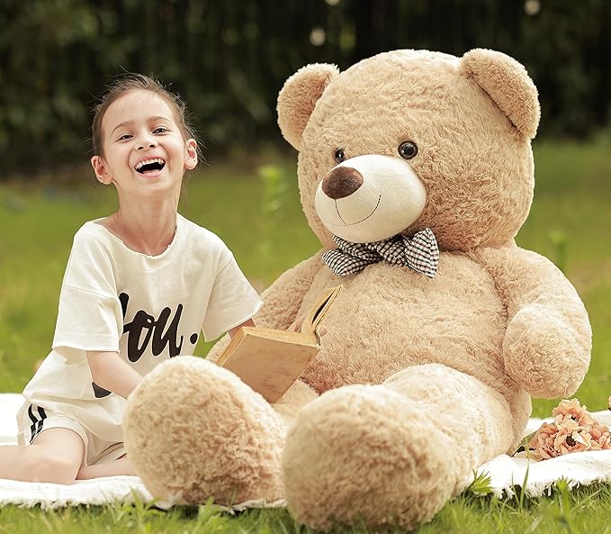 Poutmac Big Teddy Bear 55 inches Giant Soft Stuffed Animals Cute Plush Toy for Girlfriend Women Kids for Valentine's Christmas Birthday Light Brown