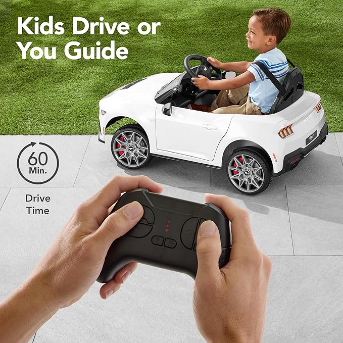 Best Choice Products Kids 12V Electric Ride On Car Officially Licensed Ford Mustang w/Parent Control, LED Lights, 2 Speeds, Bluetooth - White