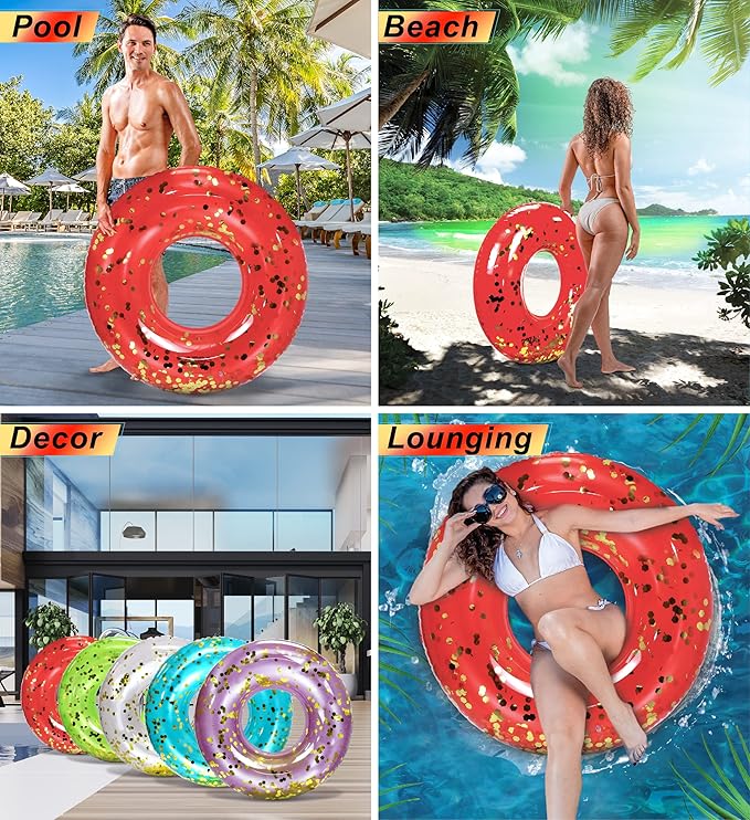 CoTa Global Inflatable Pool Float Tube Confetti Premium Swim Ring Heavy Duty Vinyl Flotation Pool Floats Toy for The Beach, Party, Vacation, UV Resistant - Pool Party