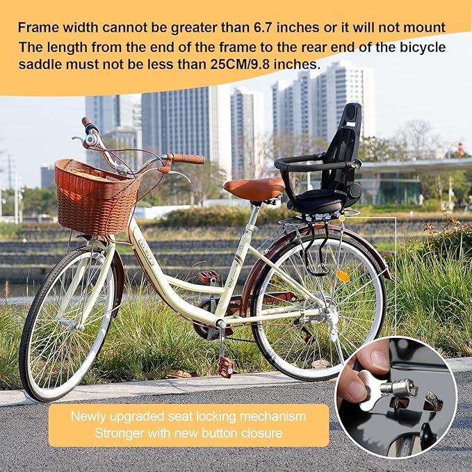 Rear Child Bike Seat,Rear Mounted Child Bike Seats,Back Mount Child Seat with Back Rest Armrest Foot Pedals,Width Adjustable Bicycle Rear Seat,Fits All Bicycle Rear Frames