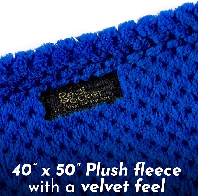 PediPocket Kidz Patented Foot Blanket – Rockin’ Royal Blue – 40”x 50”with 15”Deep Foot Pocket,Plush Velvety Fleece Blanket for Kids,Everyday Luxurious Comfort,Machine Washable,Gift Idea (non-electric)