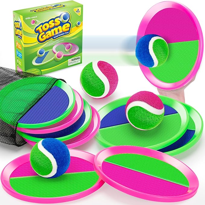 Officygnet Ball Catch Game, Kids Toss Game for Ages 3 4 5 6 7 8-12 Year Old Boy Girl, Catching Ball Set with 4 Paddles for Outdoor Toys/Yard Games/Beach Toys/Pool Toys for Kids Easter Birthday Gifts