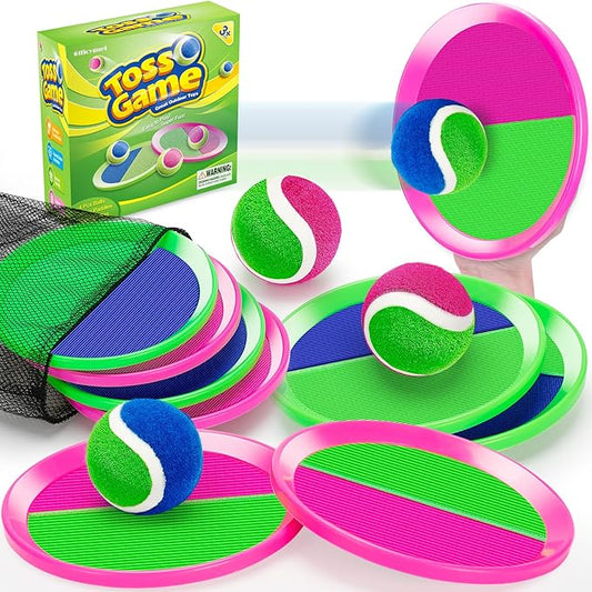 Officygnet Ball Catch Game, Kids Toss Game for Ages 3 4 5 6 7 8-12 Year Old Boy Girl, Catching Ball Set with 4 Paddles for Outdoor Toys/Yard Games/Beach Toys/Pool Toys for Kids Easter Birthday Gifts