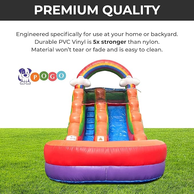 Inflatable Water Slides for Kids - Backyard Inflatable Water Slides with Splash Pool - Rainbow Cloud Slide Complete with Blower, and Stakes - 21' x 9' - 12' Tall Slide