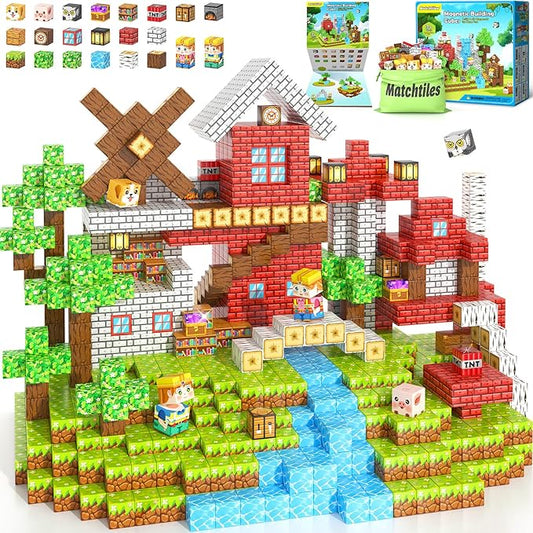 100PCS Magnetic Blocks Toys, Build Mine Magnet World Set, Magnetic Tiles Building for Boys & Girls Age 4-8 5-7, STEM Montessori Sensory Toys for Toddlers Kids Gifts