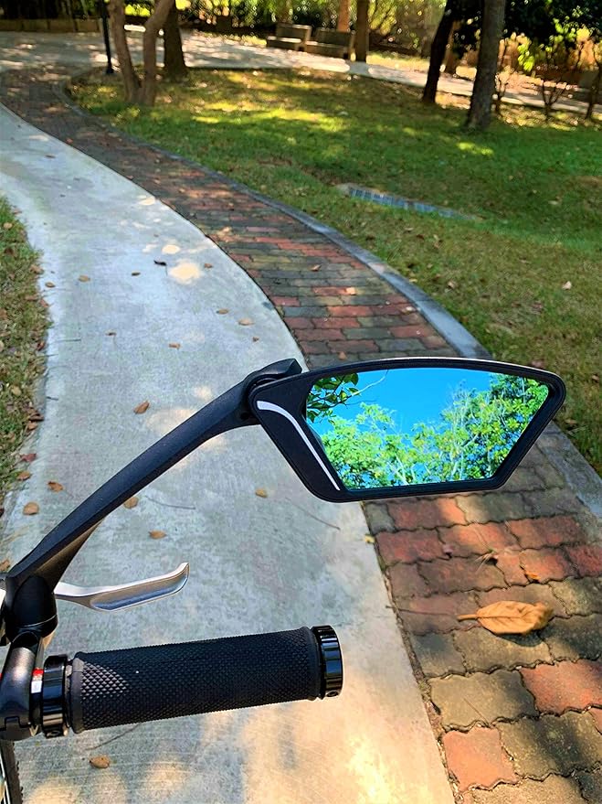 MEACHOW New Scratch Resistant Glass Lens,Handlebar Bike Mirror, Rotatable Safe Rearview Mirror, Bicycle Mirror,ME-010