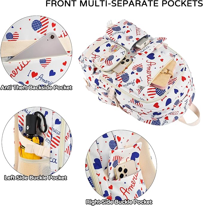 Laptop Backpacks 16 In School Bag College Backpack Anti Theft Travel Daypack Bags Bookbags for Teens Girls Women (White-1)