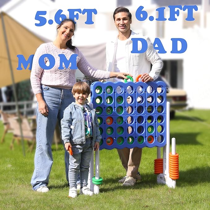 SDADI Jumbo 4 in a Row Game, 4-to-Score Giant Game Set with Adjustable Height (2.5-3.5 FT) for Kids & Adults, Indoor/Outdoor Connect Game with Quick-Release Slider, Perfect for Family and Party Games