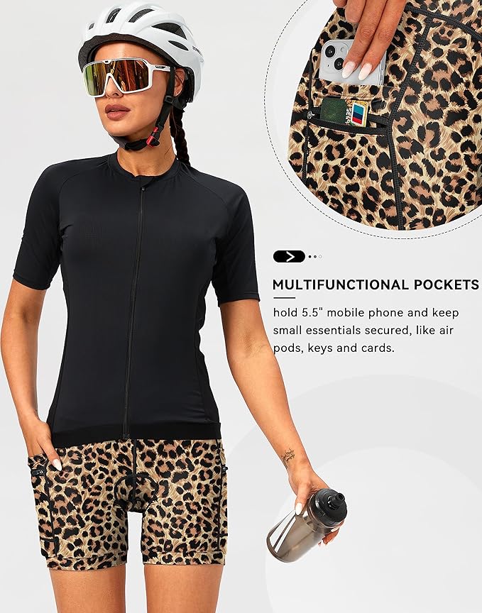 Women's 4D Padded Bike Shorts 5"/7" Riding Underwear Cycling Bicycle Road Biking Cycle Shorts for Women Zipper Pockets