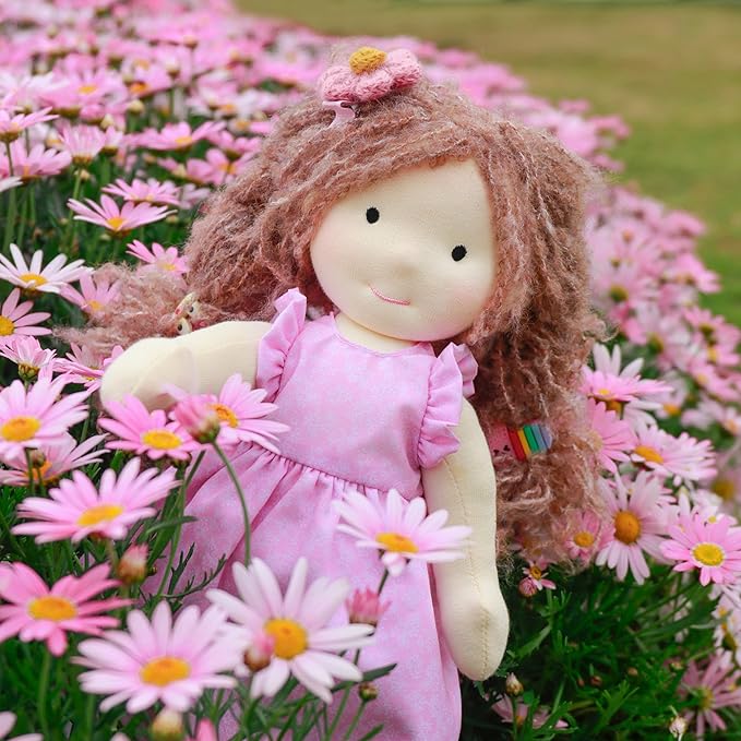 BlissfulPixie Handmade Waldorf Doll- Amy 12", Soft Girl Rag Doll with Cute Stuffed Plush, Ideal Present for Babies & Toddlers
