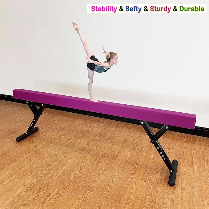 Adjustable Balance Beam 8 ft Gymnastic Beam Adjustable Height for Kids and Teenage of All Gymnastic Levels, Gymnastic Training Beam Gymnastic Equipment for Athlete Home and Gym Club Use