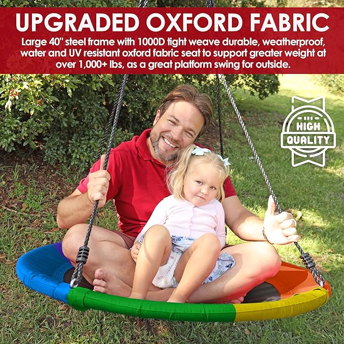 Tree Swing for Kids, Round Swings for Kids Outdoor, Weather Resistant Fabric