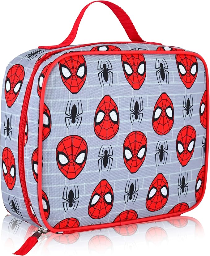 Fast Forward Marvel Spiderman Lunch Box for Kids | Spiderman Insulated Lunch Bag Lunch Box for Boys, Girls, Unisex | Spiderman Grey Reusable Lunchbox, SPCO97FN