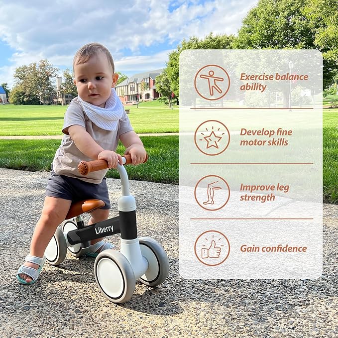 Liberry Baby Balance Bike with Adjustable Seat, Toddler First Ride-On Toy for 1-2 Year Old, Boys Christmas & Birthday Gift