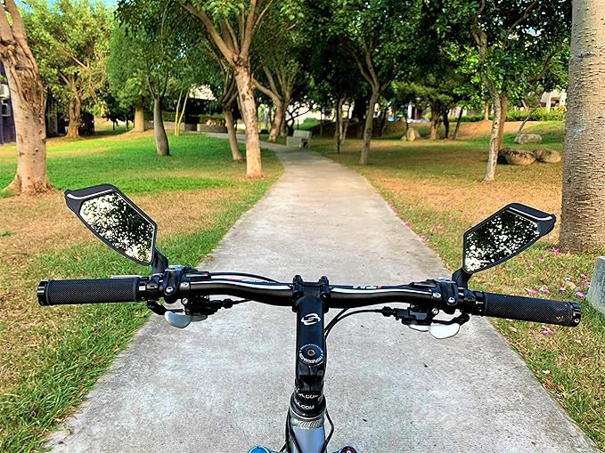 MEACHOW New Scratch Resistant Glass Lens,Handlebar Bike Mirror, Rotatable Safe Rearview Mirror, Bicycle Mirror,ME-010