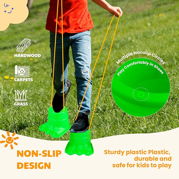 IROO Balancing Stilts for Kids - 4 Pairs (8 Stilts Total) Monster Feet for Balance & Coordination - Family Fun Toys for Boys & Girls Age 4-10 Backyard Parties, Obstacle Courses, Indoor & Outdoor Games